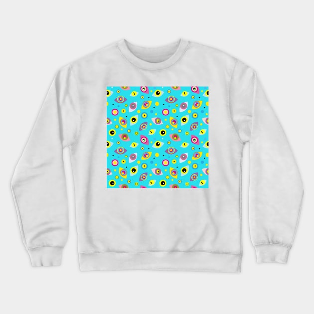 Multi-colored eyes (blue) Crewneck Sweatshirt by 3DVictory